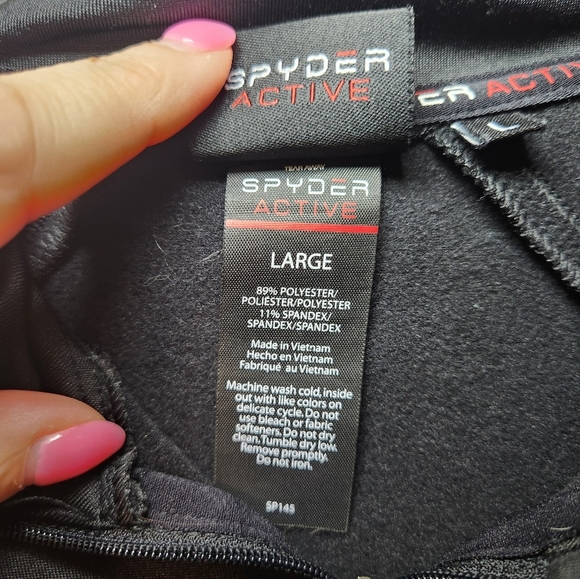 Spyder Active Womens Large Jacket Black 1/4 Zip Long Sleeve Knit Casual - Picture 5 of 6